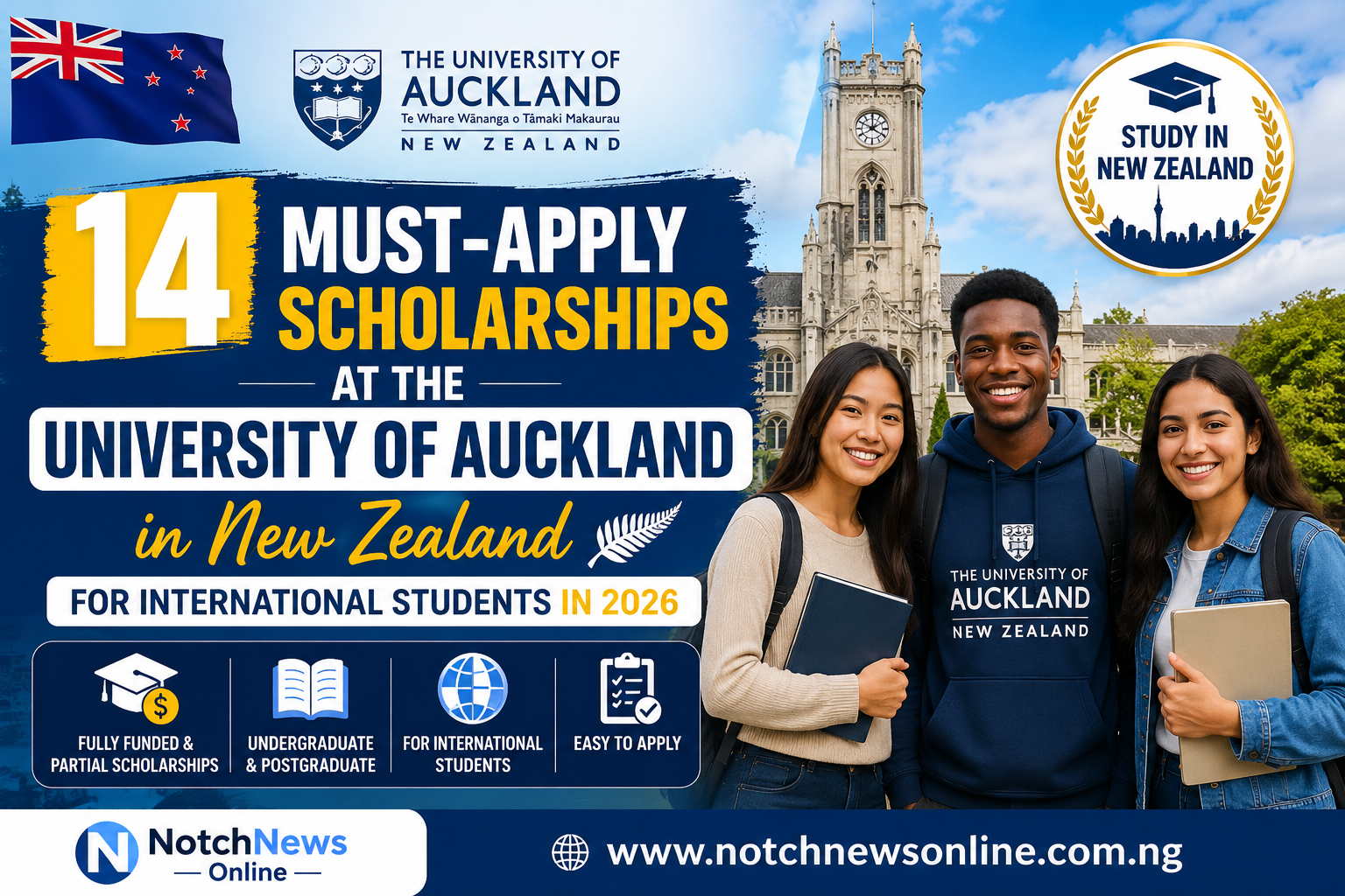 14 Must-Apply Scholarships at the University of Auckland in New Zealand for International Students in 2026